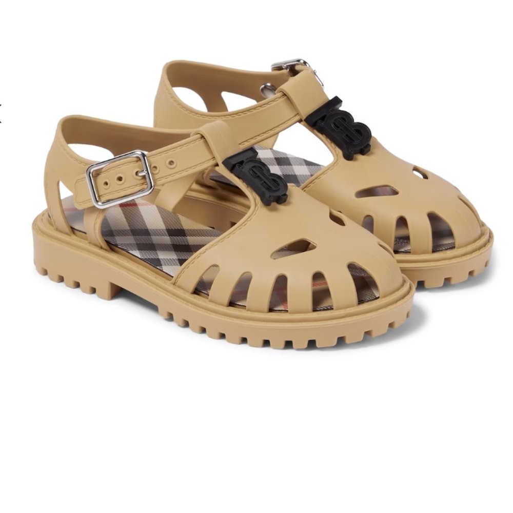 NIB $340 BURBERRY KIDS Logo rubber sandals size EUR 35